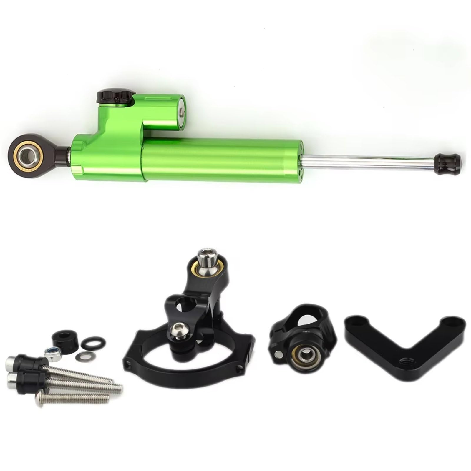 DSEQOPHH Motorrad Lenkungsdämpfer Kompatibel Mit Ducati 848 2008–2010 Motorrad Stabilisator Dämpfer Lenkungshalterung Stützsatz CNC Verstellbar(Green) von DSEQOPHH