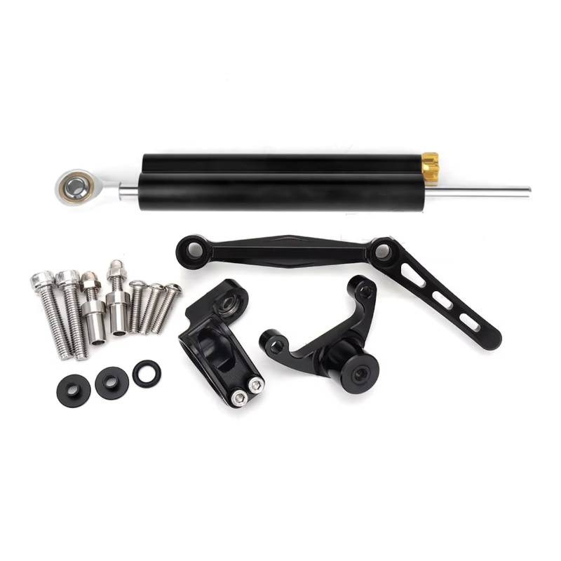 DSEQOPHH Motorrad Lenkungsdämpfer Kompatibel Mit Ducati Für Monster 950 Für Monster937 2021 2022 2023 Motorrad Lenkungsstabilisator Dämpfer Und Halterungs Kit Zubehör(Black) von DSEQOPHH