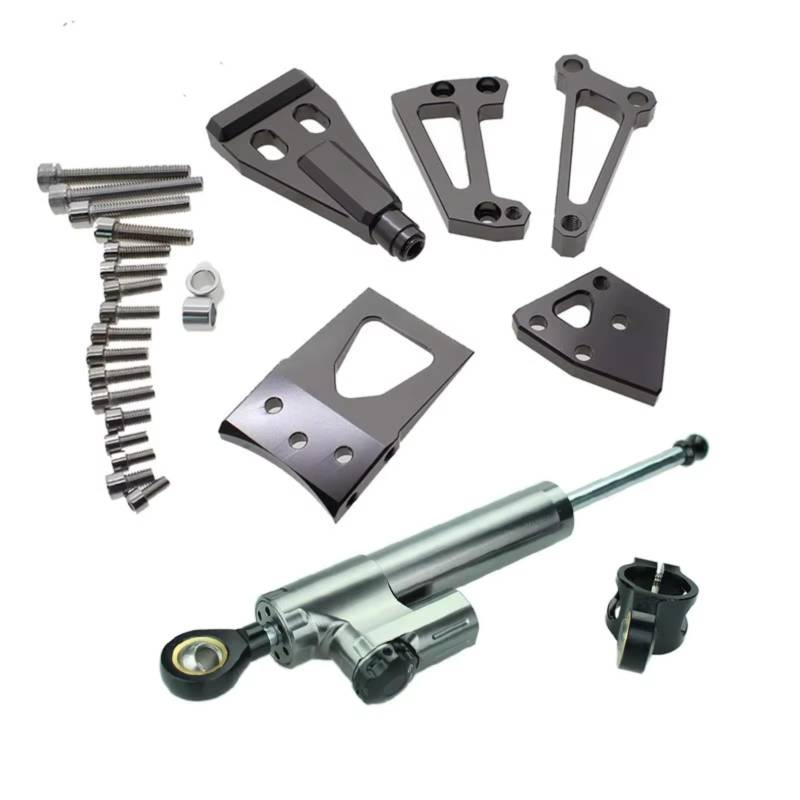 DSEQOPHH Motorrad Lenkungsdämpfer Kompatibel Mit Für ER-6N Für ER6F Für Ninja 400 Für 650R 2009-2011 2009 2010 2011 Motorräder Lenkungsstabilisierungsdämpfer Montagehalterungssatz(Gray) von DSEQOPHH