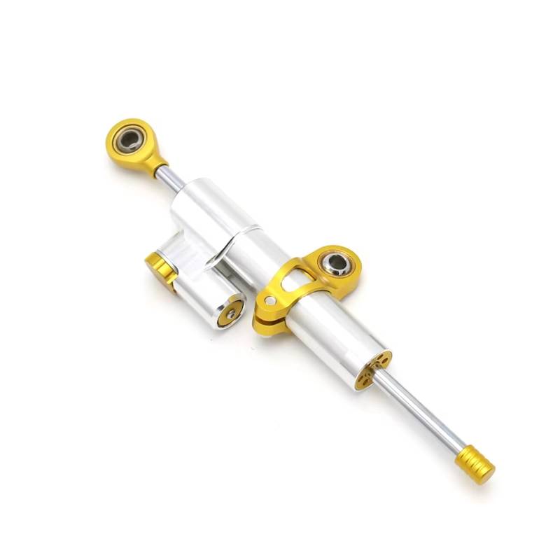 DSEQOPHH Motorrad Lenkungsdämpfer Kompatibel Mit Monster 696 2008- UP Motorrad-Lenkungsdämpfer Stabilisator Absorber Halterung Inear Stoßdämpfer Kit(Silver-Yellow) von DSEQOPHH