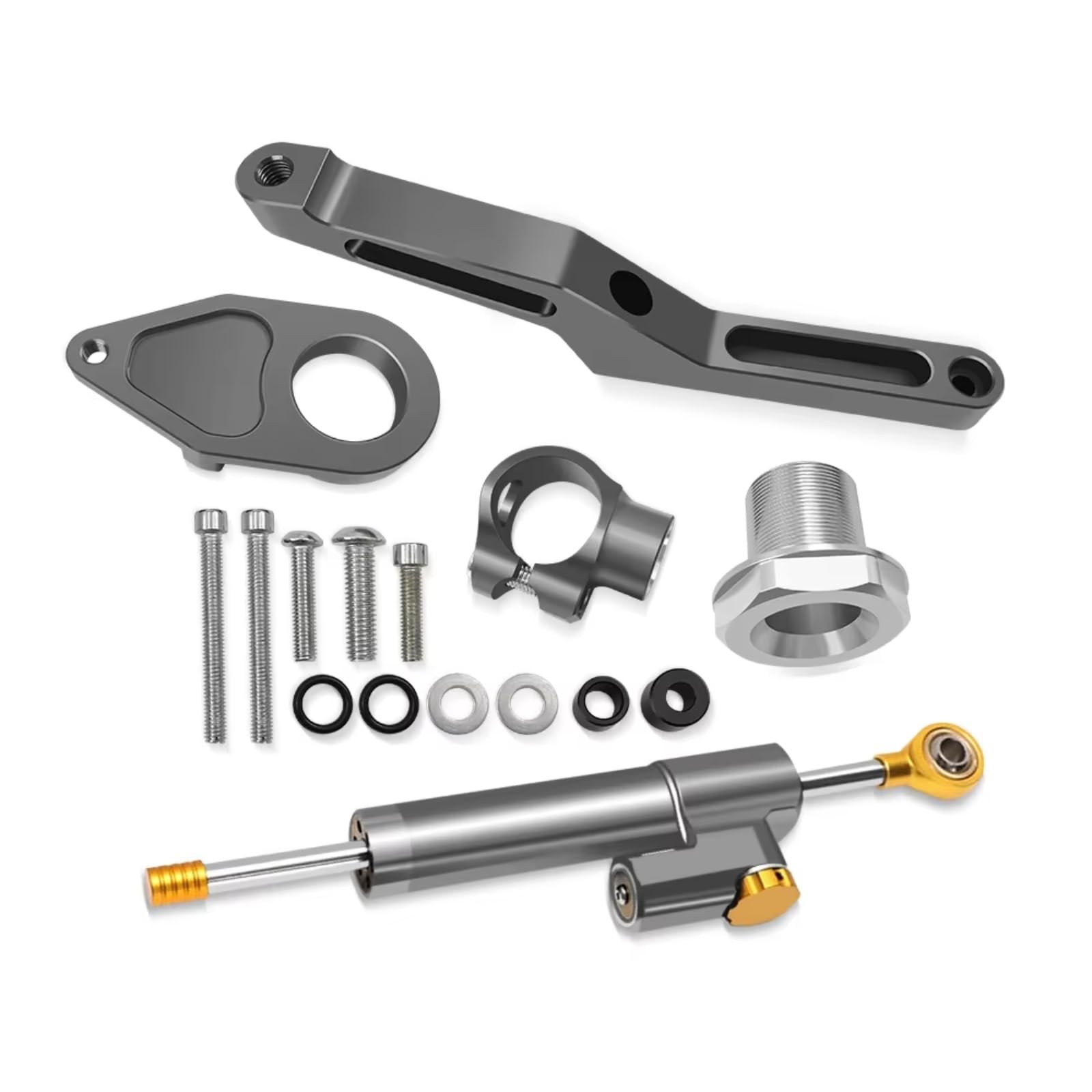 DSEQOPHH Motorrad Lenkungsdämpfer Kompatibel Mit Ninja Für ZX-6R 2024 Für ZX6R 2009–2024 2025 Motorrad Stabilisator Lenkungsdämpfer Halterung Montageunterstützungssatz(Gray) von DSEQOPHH