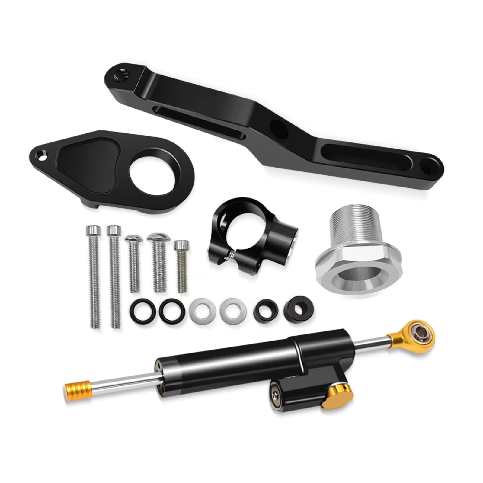 DSEQOPHH Motorrad Lenkungsdämpfer Kompatibel Mit Ninja Für ZX-6R Für ZX6R 2024 Für ZX 6 R 2009–2024 Motorrad Stabilisator Lenkungsdämpfer Halterung Montageunterstützungssatz(Black) von DSEQOPHH