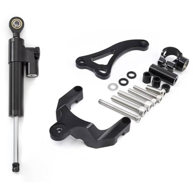 DSEQOPHH Motorrad Lenkungsdämpfer Kompatibel Mit Suzuki Für GSR600 2006–2010 Motorrad Lenkungsdämpfer Stabilisator Halterung CNC Aluminium Montage Unterstützungs Set(Black) von DSEQOPHH