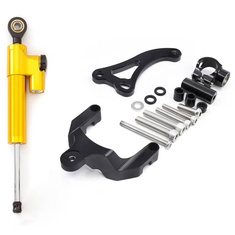 DSEQOPHH Motorrad Lenkungsdämpfer Kompatibel Mit Suzuki Für GSR600 2006–2010 Motorrad Lenkungsdämpfer Stabilisator Halterung CNC Aluminium Montage Unterstützungs Set(Yellow) von DSEQOPHH