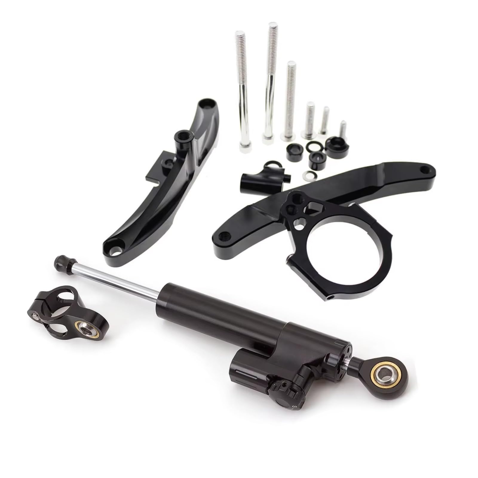 DSEQOPHH Motorrad Lenkungsdämpfer Kompatibel Mit Yamaha Für FZ1 Für FZ1N Für 2006 2007 2008 2009–2015 Motorrad Stabilisator Lenkungsdämpfer Montagehalterung Verstellbares Kit(Black) von DSEQOPHH