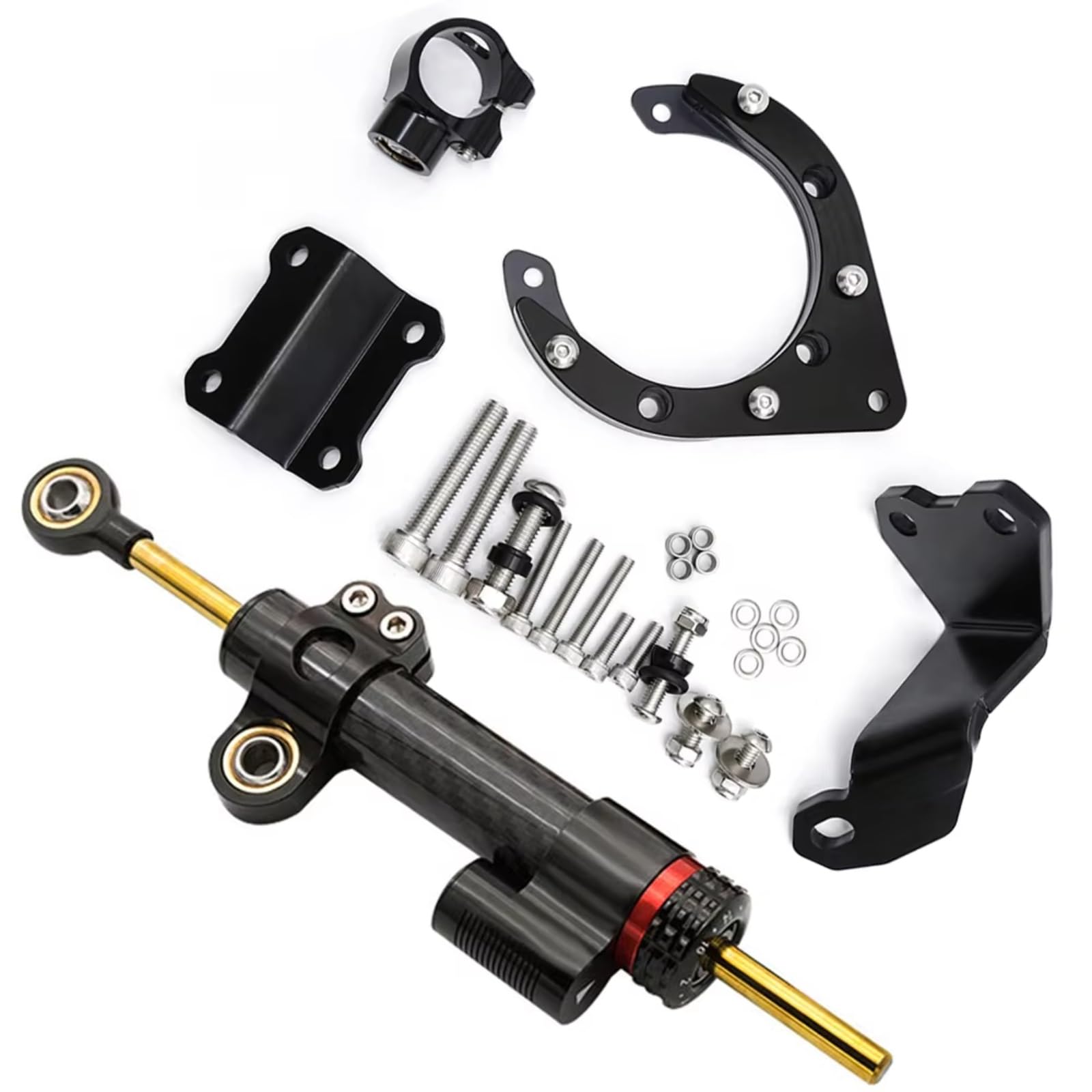 DSEQOPHH Motorrad Lenkungsdämpfer Kompatibel Mit Yamaha Für MT 07 Für FZ 07 Für MT07 Für FZ07 2023 2022 2021 2020 Motorrad Lenkungsdämpfer Stabilisator Montage Lineare Teile(Black) von DSEQOPHH