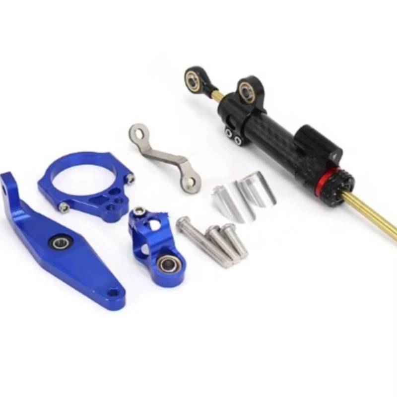 DSEQOPHH Motorrad Lenkungsdämpfer Kompatibel Mit Yamaha Für MT 09 Für MT-09 SP Für MT09 2023 Motorrad Lenkstabilisator Stoßdämpfer Dämpferständer Zubehör Set(Blue) von DSEQOPHH