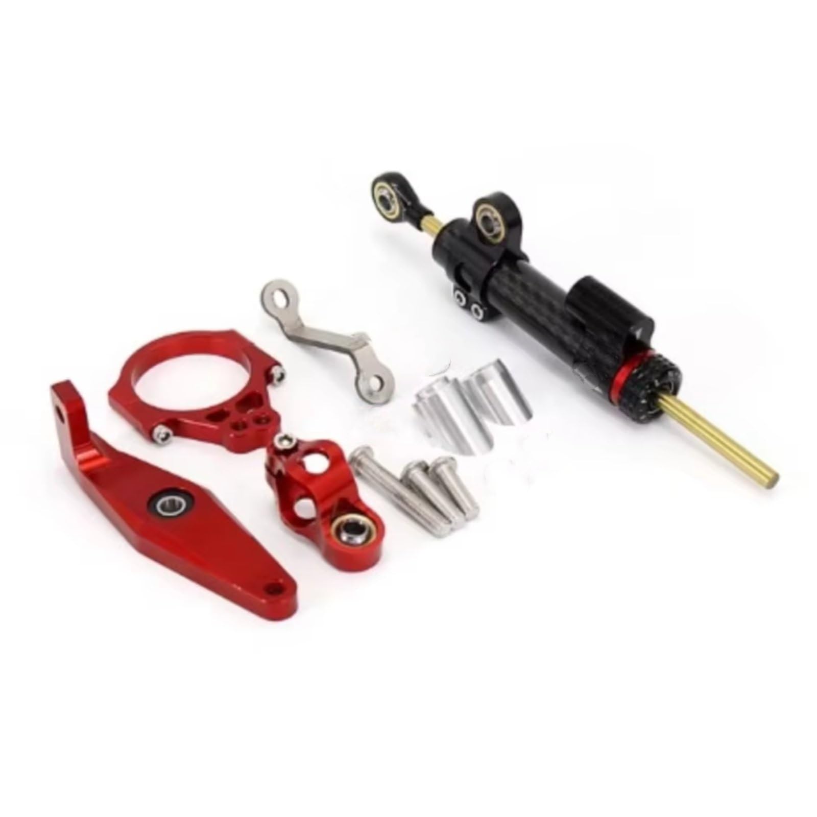 DSEQOPHH Motorrad Lenkungsdämpfer Kompatibel Mit Yamaha Für MT 09 Für MT-09 SP Für MT09 2023 Motorrad Lenkstabilisator Stoßdämpfer Dämpferständer Zubehör Set(Red) von DSEQOPHH