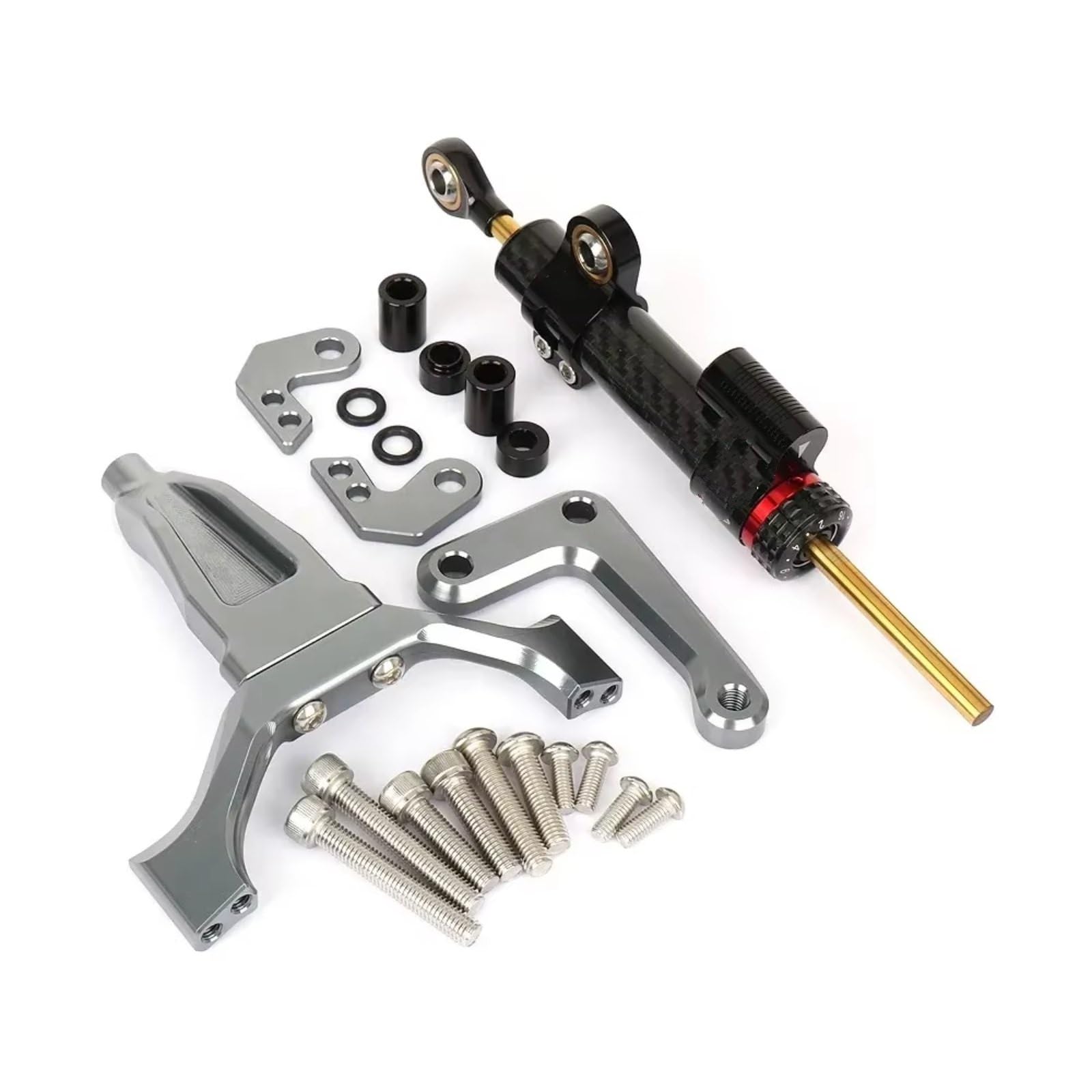 DSEQOPHH Motorrad Lenkungsdämpfer Kompatibel Mit Yamaha Für MT-09 Für MT09 2024 2025 Motorrad Stabilisator Lenkungsdämpfer Montagehalterung Kit Dämpferzubehör(Black-Gray) von DSEQOPHH