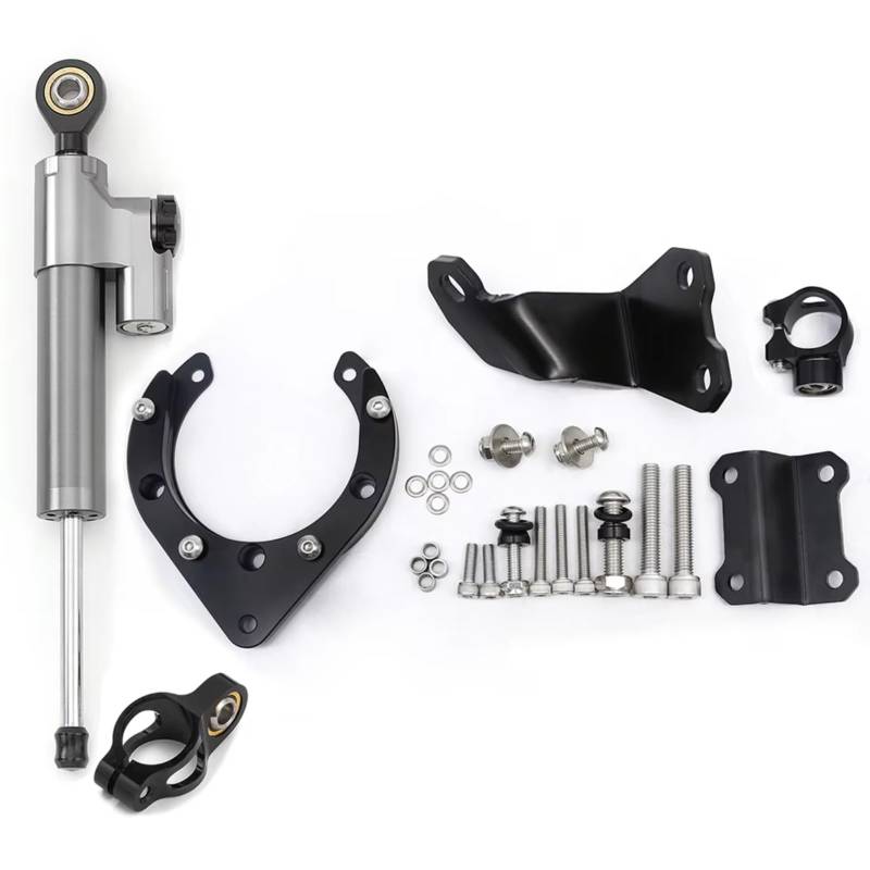 DSEQOPHH Motorrad Lenkungsdämpfer Kompatibel Mit Yamaha Für MT07 Für FZ07 2020-2023 Motorrad Stabilisieren Dämpfer Halterung Montage Kit Moto Dämpfer CNC(Gray) von DSEQOPHH