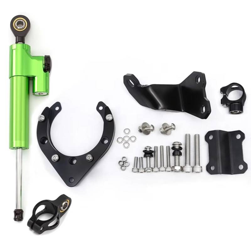 DSEQOPHH Motorrad Lenkungsdämpfer Kompatibel Mit Yamaha Für MT07 Für FZ07 2020-2023 Motorrad Stabilisieren Dämpfer Halterung Montage Kit Moto Dämpfer CNC(Green) von DSEQOPHH