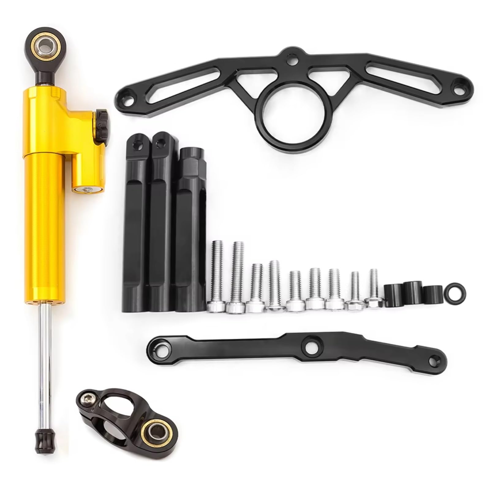 DSEQOPHH Motorrad Lenkungsdämpfer Kompatibel Mit Yamaha Für MT09 Für FZ09 2021–2023 Motorrad Lenkungsdämpfer Stabilisator Halterung Montage Unterstützungssatz Aluminium(Yellow) von DSEQOPHH