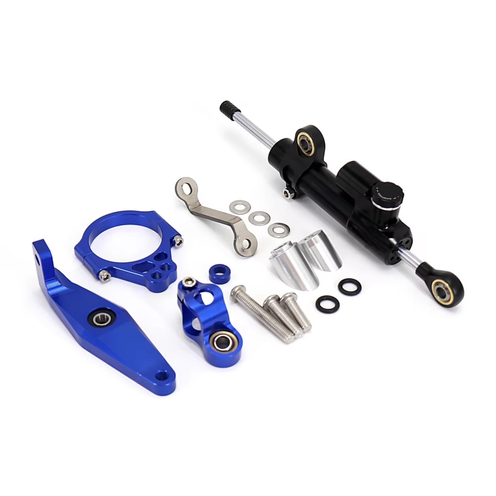 DSEQOPHH Motorrad Lenkungsdämpfer Kompatibel Mit Yamaha Für MT09 Für MT 09 Für MT-09 SP Für Mt09 2021 2022 2023 Motorrad Lenkung Stabilisieren Dämpfer Halterung Kit(Black-Blue) von DSEQOPHH