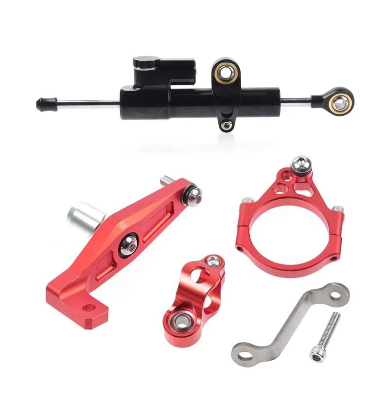 DSEQOPHH Motorrad Lenkungsdämpfer Kompatibel Mit Yamaha Für Mt09 Für Mt09 Sp 2021 2022 2023 2024 Motorrad Lenkungsdämpfer Halterung Stabilisator Montage Verstellbar(Black-Red) von DSEQOPHH