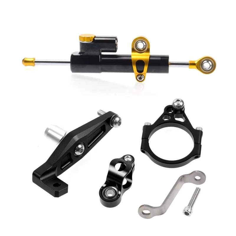 DSEQOPHH Motorrad Lenkungsdämpfer Kompatibel Mit Yamaha Für Mt09 Für Mt09 Sp 2021 2022 2023 2024 Motorrad Lenkungsdämpfer Halterung Stabilisator Montage Verstellbar(Yellow-Black) von DSEQOPHH