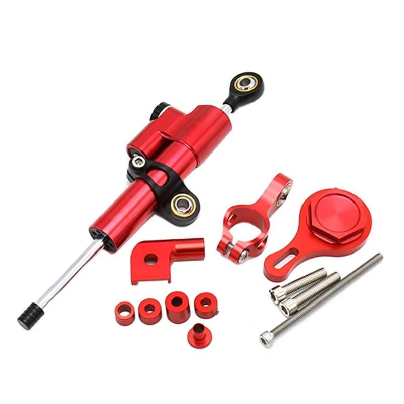 DSEQOPHH Motorrad Lenkungsdämpfer Kompatibel Mit Yamaha Für YZF Für R6 2006–2020 Für R1 09–17 Motorrad Stoßdämpfer Montage Unterstützungssatz Richtungsdämpfer(Red) von DSEQOPHH