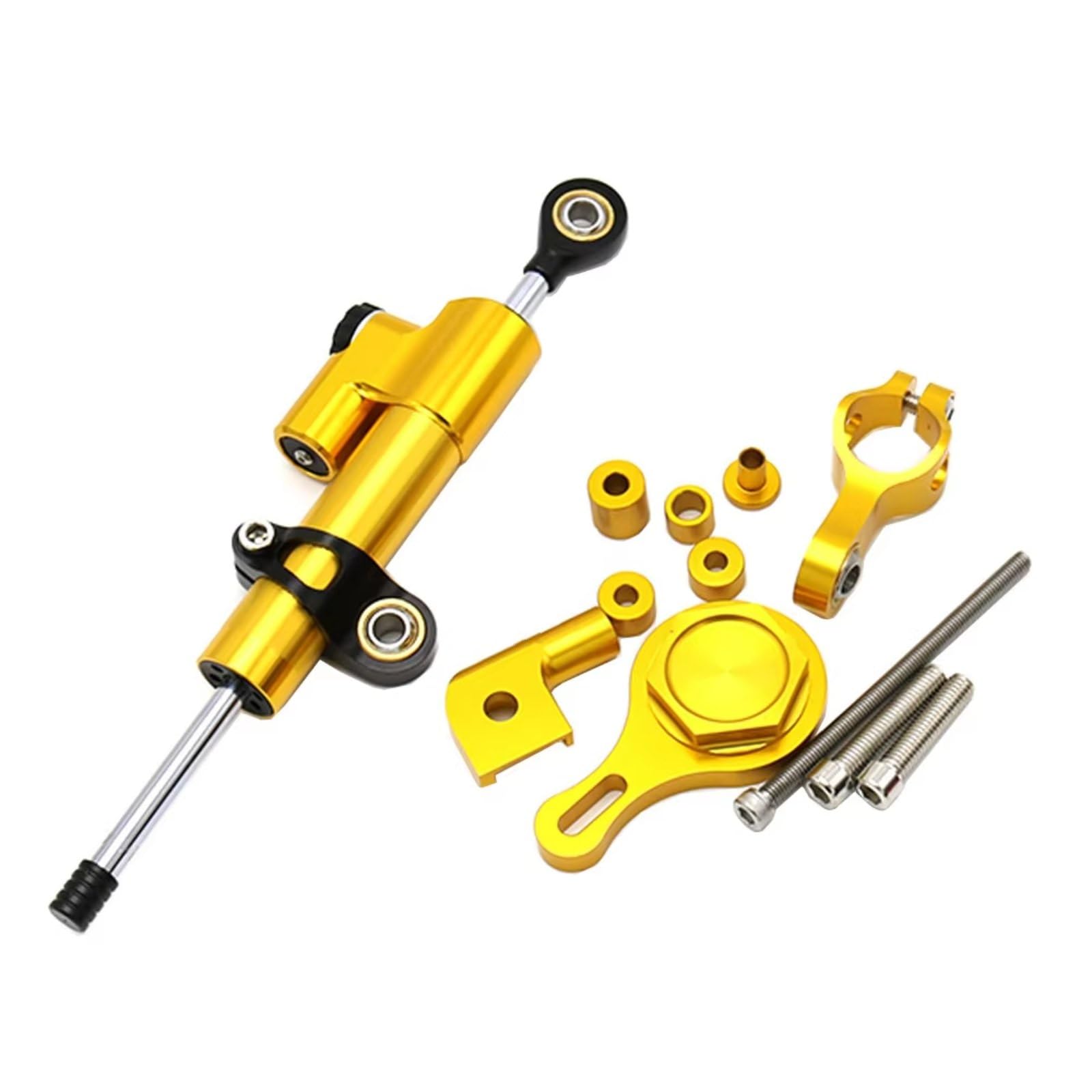 DSEQOPHH Motorrad Lenkungsdämpfer Kompatibel Mit Yamaha Für YZF Für R6 2006–2020 Für R1 09–17 Motorrad Stoßdämpfer Montage Unterstützungssatz Richtungsdämpfer(Yellow) von DSEQOPHH