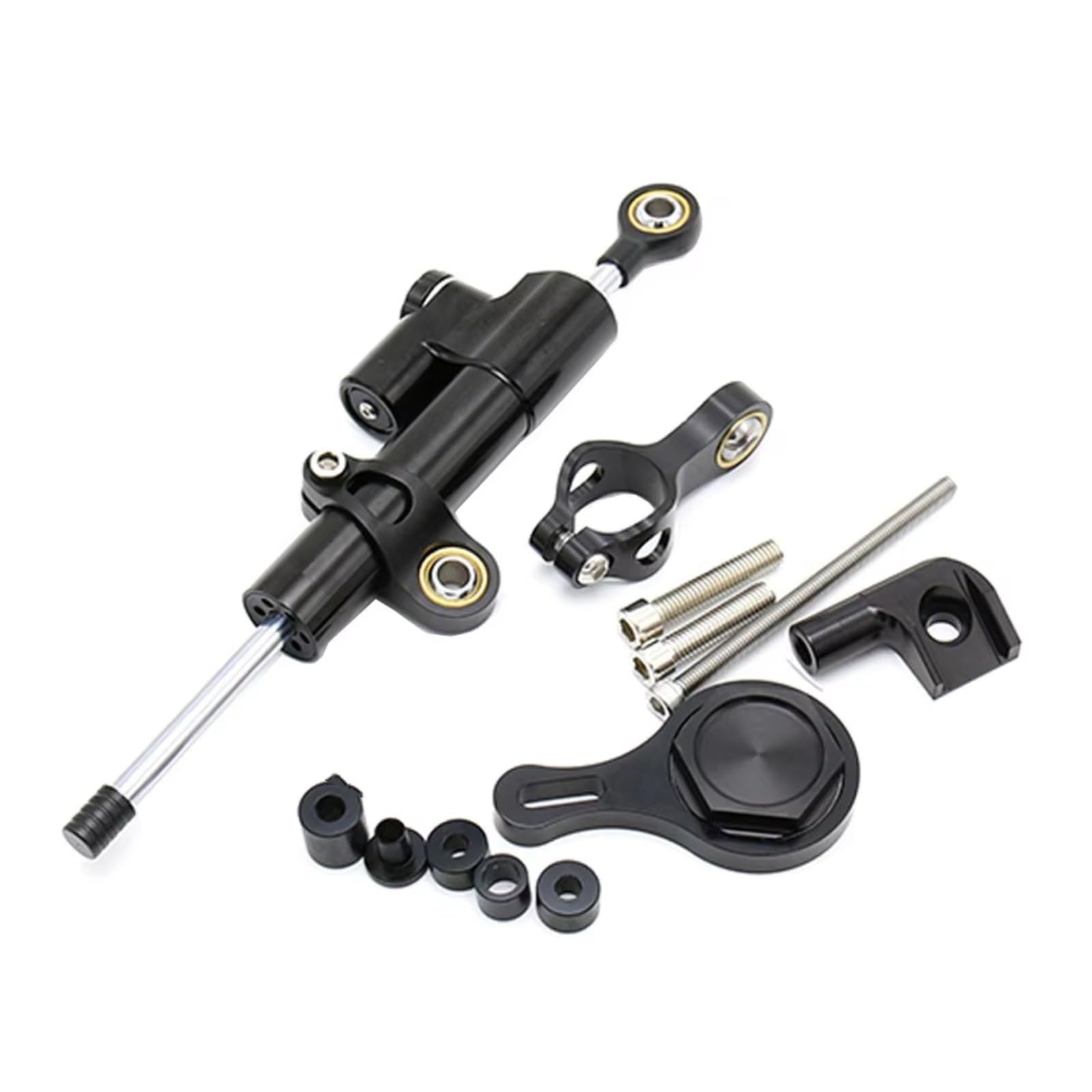 DSEQOPHH Motorrad Lenkungsdämpfer Kompatibel Mit Yamaha Für YZF R6 2006–2020 R1 09–17 Motorrad Stoßdämpfer Zubehör Dämpferhalterung Lenkungsdämpfer Set(Black) von DSEQOPHH