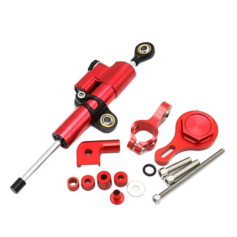 DSEQOPHH Motorrad Lenkungsdämpfer Kompatibel Mit Yamaha Für YZF R6 2006–2020 R1 09–17 Motorrad Stoßdämpfer Zubehör Dämpferhalterung Lenkungsdämpfer Set(Red) von DSEQOPHH