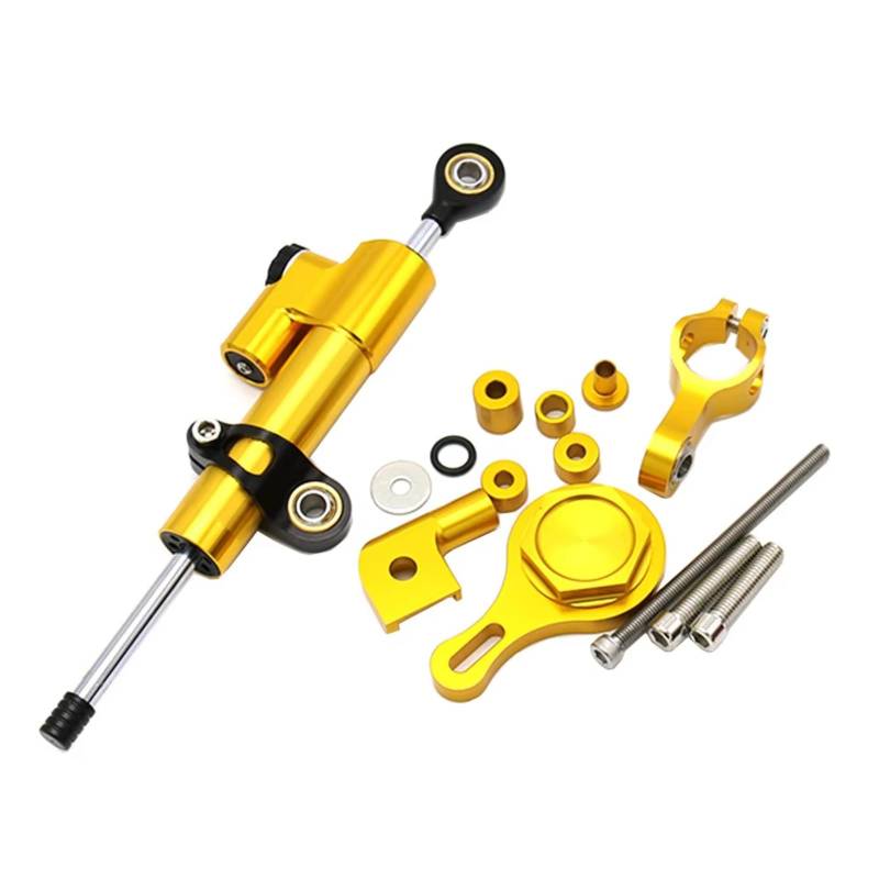 DSEQOPHH Motorrad Lenkungsdämpfer Kompatibel Mit Yamaha Für YZF R6 2006–2020 R1 09–17 Motorrad Stoßdämpfer Zubehör Dämpferhalterung Lenkungsdämpfer Set(Yellow) von DSEQOPHH