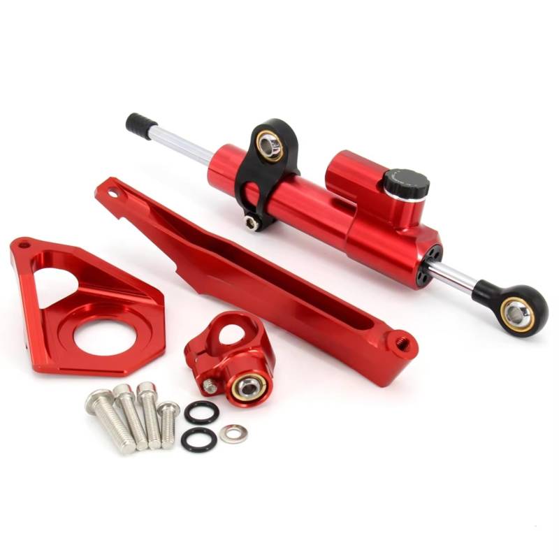 DSEQOPHH Motorrad Lenkungsdämpfer Kompatibel Mit Yamaha Für YZF-R6 Für YZF600 2003–2005 Motorrad Lenkungsstabilisator Dämpfer Montagehalterung Montagesatz(Red) von DSEQOPHH