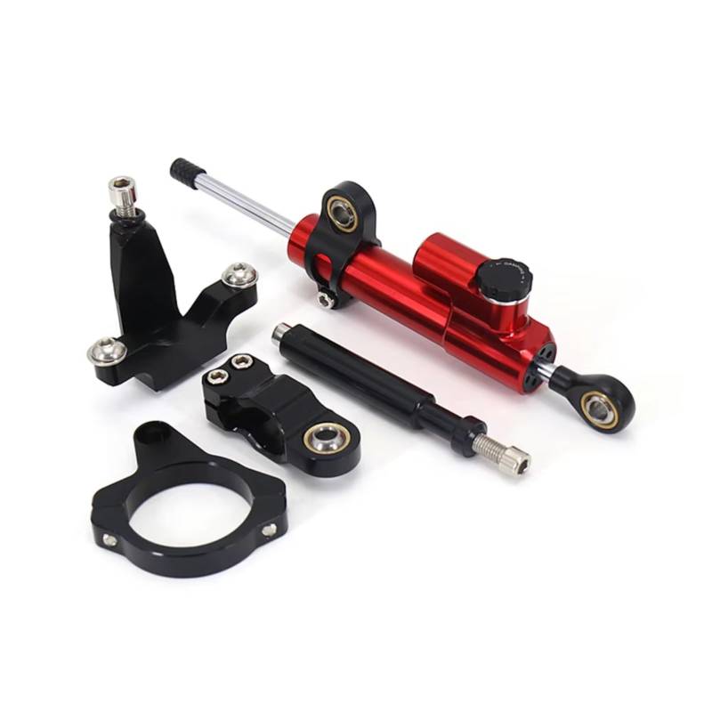 DSEQOPHH Motorrad Lenkungsdämpfer Kompatibel Mit Yamaha Für YZFR7 Für YZF R7 2021 2022 2023 Motorradzubehör Lenkungsdämpfer Stabilisator Halterung Montagesatz(Red-Black) von DSEQOPHH