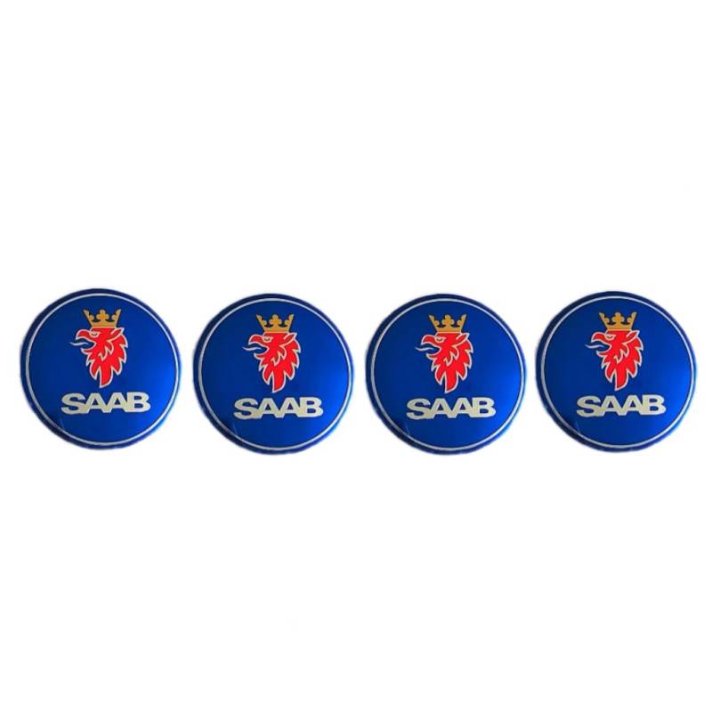 DSFG 4pcs 56MM 2,2 ' 'Auto-Logo-Aufkleber mit Räderabdeckung mit zentraler Abdeckung ABS-Material (fit SAAB Blau) von DSFG