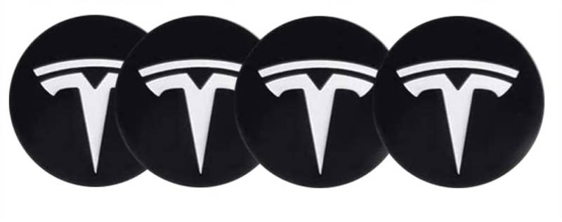 4pcs 56MM 2,2 ' 'Auto-Logo-Aufkleber mit Räderabdeckung mit zentraler Abdeckung ABS-Material (fit Tesla Silber Logo) von DSFG