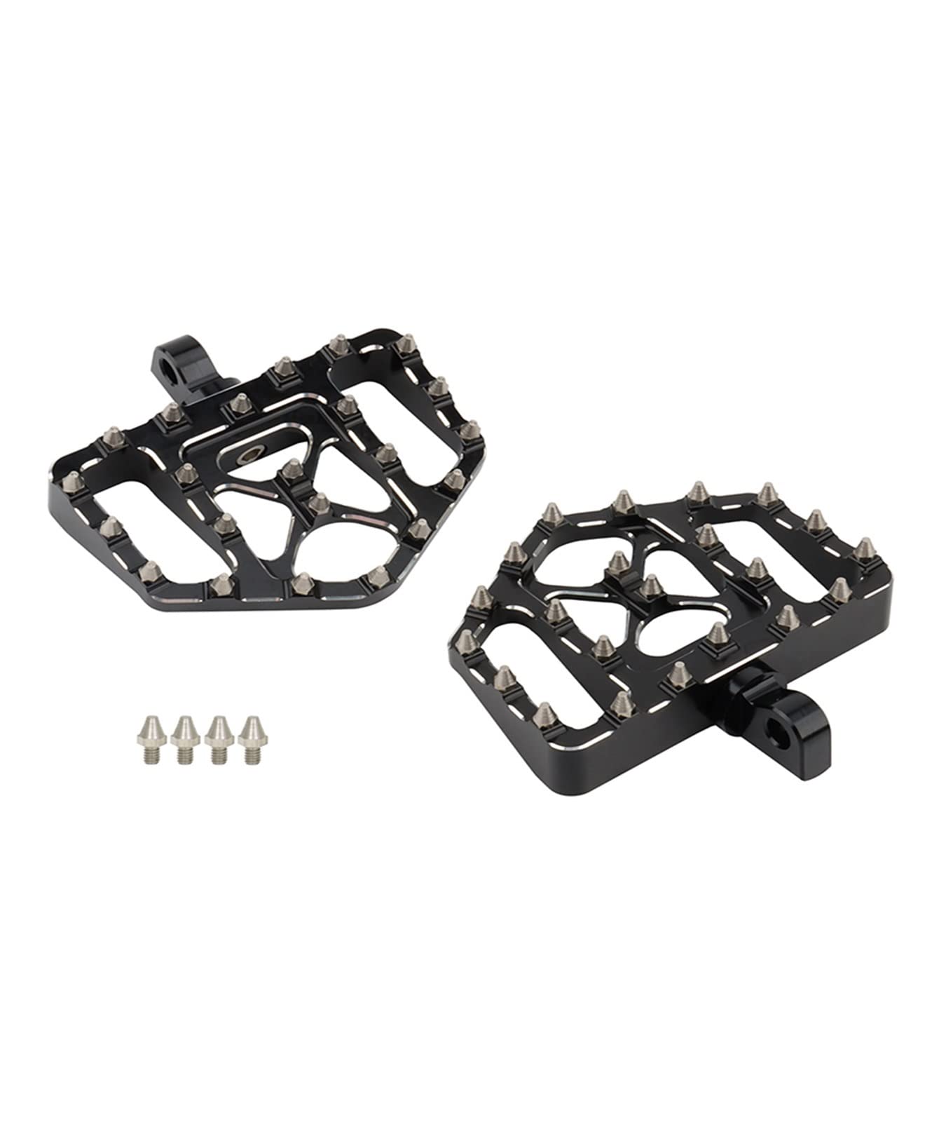 MX Foot Pegs Motorcycle Wide Fat Floorboards Chopper Footrests Compatible With Harley Dyna Sportster 883 1200 Softail Fatboy Street Bob Slim(Black White Silver) von DSPLJQRYX