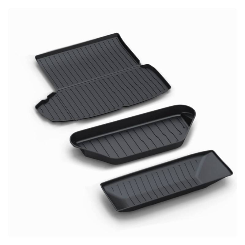 Modell S Fußmatten 2021-2023 Allwetter-Bodenmatte für Hinten Cargo Liner Matte Bodenmatte Benutzerdefinierte Kompatibel mit Tesla(3pcs Stamm Mats) von DSPLJQRYX