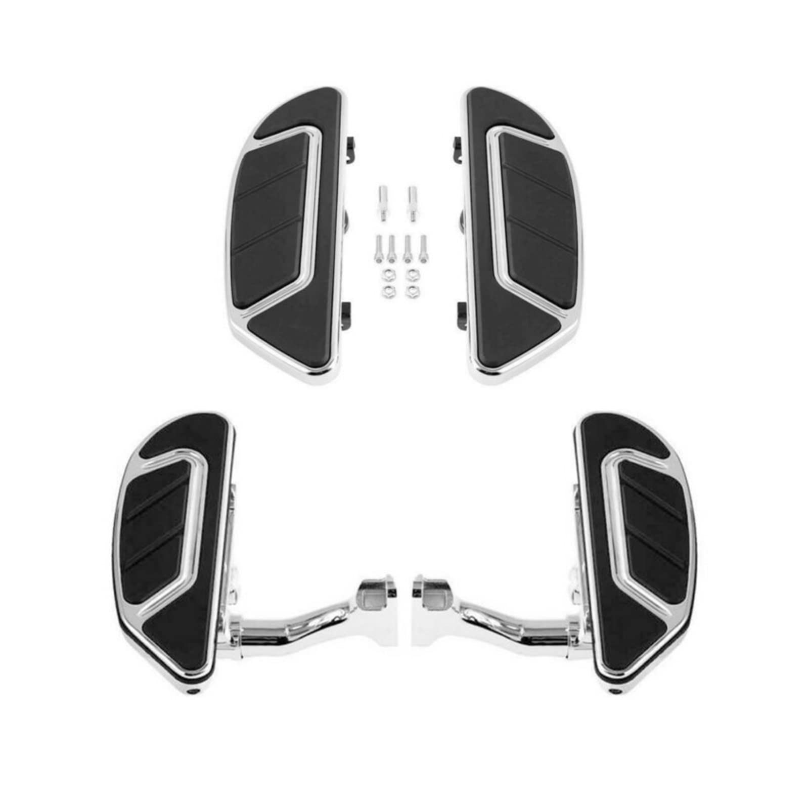 Motorcycle Driver Passenger Floorboard Compatible With Harley Touring Softail Trike CVO Road King Street Glide FLHTK FLHX FLTR 93-UP Airflow(Front-Rear chrome) von DSPLJQRYX