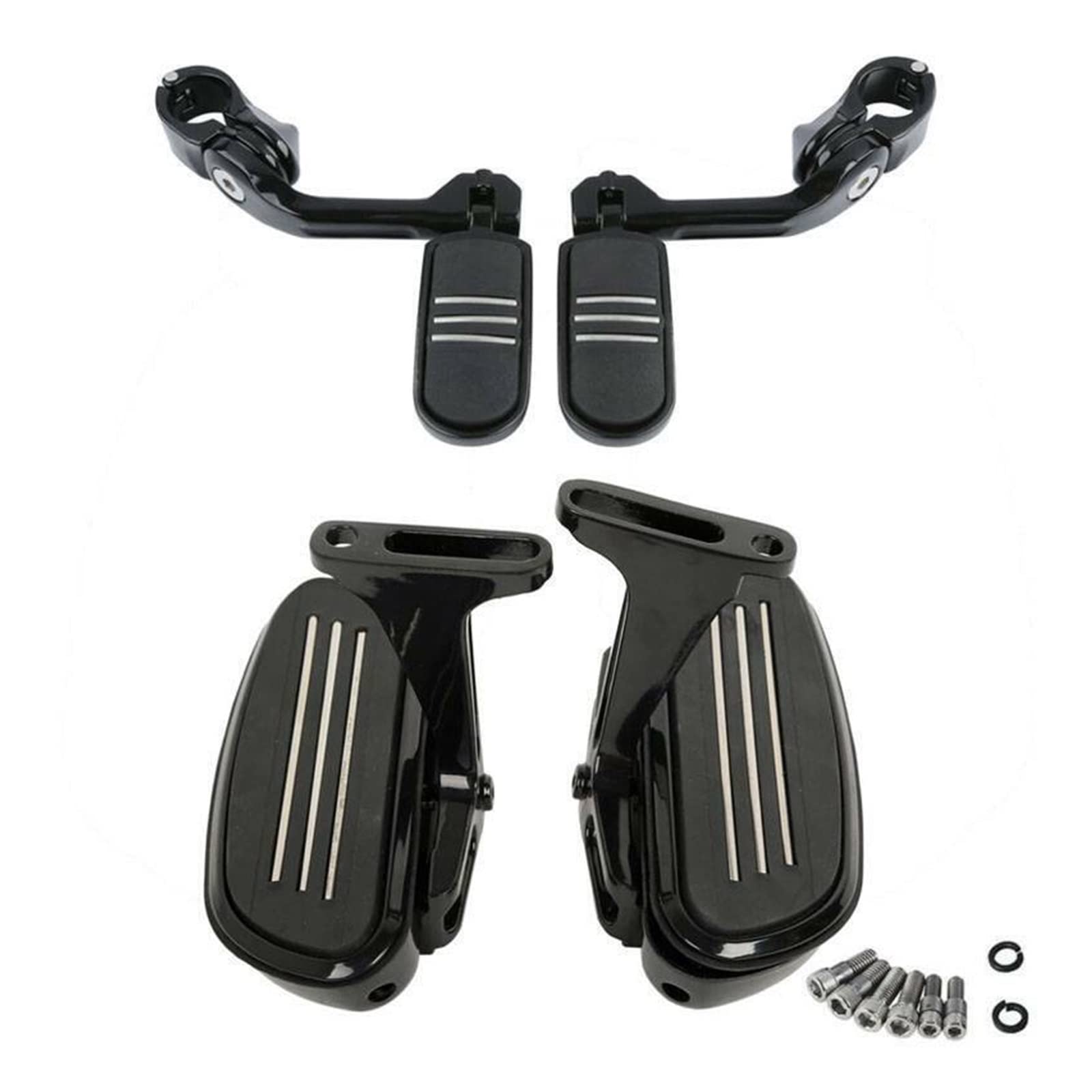 Motorcycle Passenger Footboard & 1.25'' Foot Pegs Compatible With Harley Touring Electra Glide Road Glide Road King 1993-2022 2021 2019 2018(StyleA Black) von DSPLJQRYX