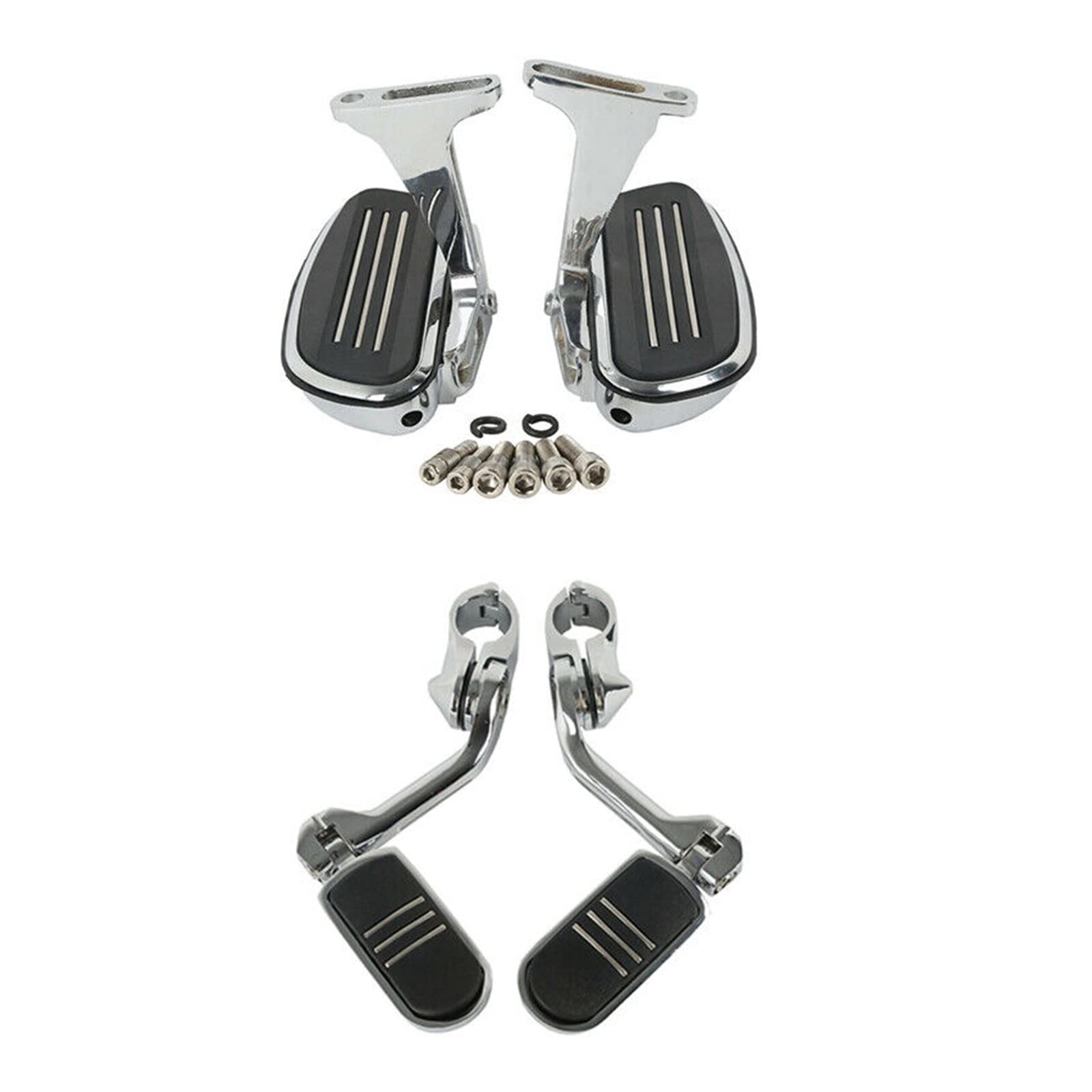 Motorcycle Passenger Footboard & 1.25'' Foot Pegs Compatible With Harley Touring Electra Glide Road Glide Road King 1993-2022 2021 2019 2018(StyleA Chrome) von DSPLJQRYX