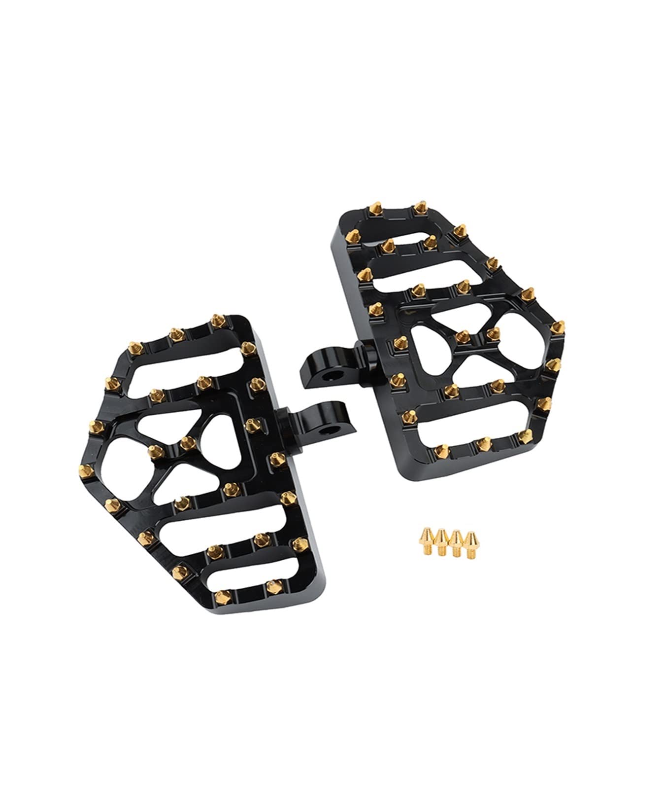 Wide Fat Foot Pegs MX Style Floorboard Motorcycle Footrest Pedals Bobber Chopper Compatible With Harley Dyna Touring Sportster 883 Softail(Black Gold) von DSPLJQRYX