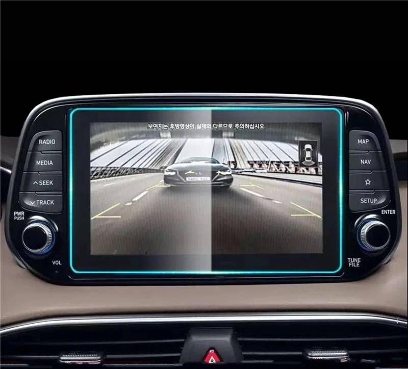 DSPOLIMV Kompatibel Mit Hyundai Für Santafe 2018 2019 2020 8-Zoll-LCD-Bildschirm Mit GPS-Navigation Fürs Auto, Displayschutzfolie Aus Gehärtetem Glas GPSNavigation Schutzfolie(2) von DSPOLIMV