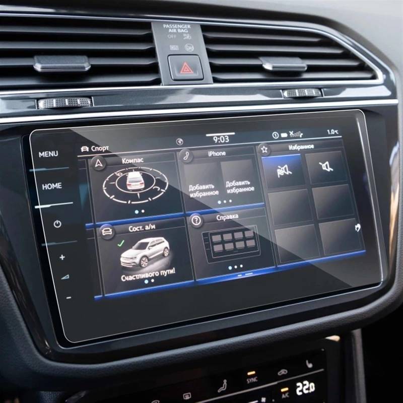 DSPOLIMV Kompatibel Mit VW Für Tiguan Für Allspace 2021 2022 9,2 Zoll Auto-Armaturenbrett GPS-Navigation Gehärtetes Glas Displayschutzfolie GPSNavigation Schutzfolie(GPS 9.2 inch) von DSPOLIMV