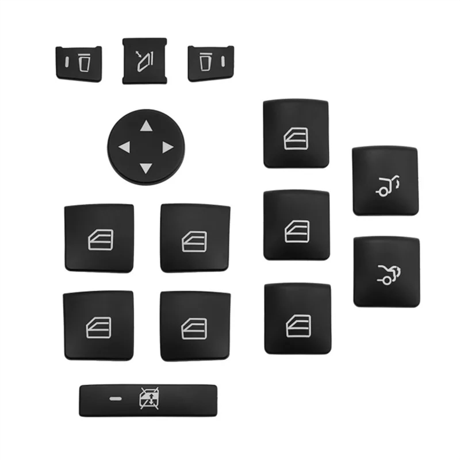 DSWILNV Switch Knopf Aufkleber Kompatibel Mit Benz Für ML Class 2012 2013 2014, Autofensterglas-Hebeknopf-Zierabdeckung Aufkleber Auto-Innendekorationszubehör von DSWILNV