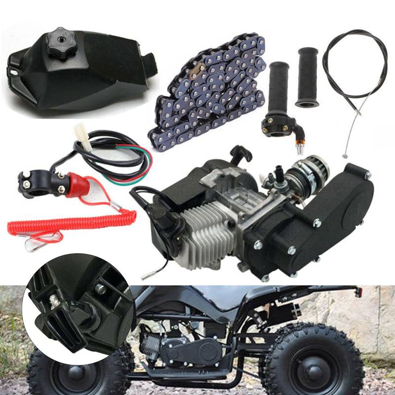 DSYOGX 2-Takt Engine Komplettmotoren Motor, 49CC Einzylinder Complete Engine Motor Kit für 49cc 2-Takt Pocket Bike, Mini Dirt Bike, Atv Oder Roller von DSYOGX