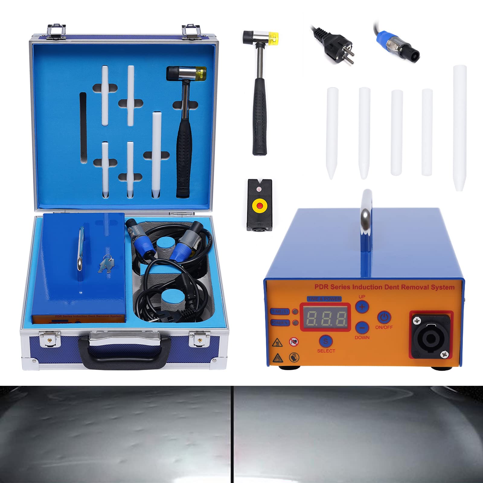 DSYOGX Induktionsheizger Auto Beulen Reparatur Set Lackfreies Dellenreparaturwerkzeug Dellenlifter Ausbeul Werkzeug 1380W Induktionsheizgerät Ausbeulwerkzeug von DSYOGX