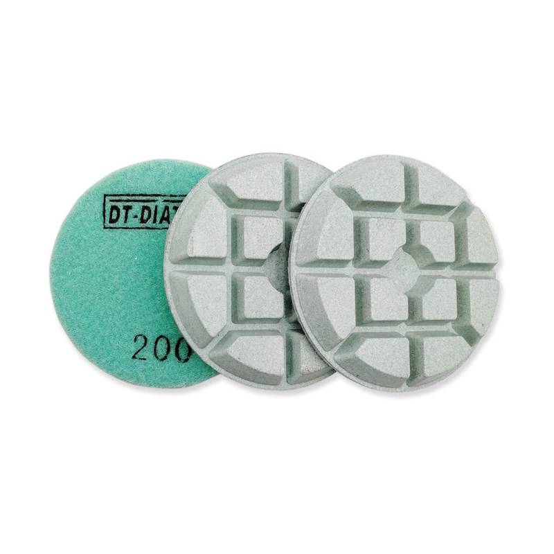 DT-DIATOOL Beton-Polierpads 80 mm für Beton-, Zement- und Terrazzo-Bödenverarbeitung, Reparatur und Renovierung, trockene oder nasse Verwendung, Diamant-Schleifpads Körnung 200, 3 Stück von DT-DIATOOL