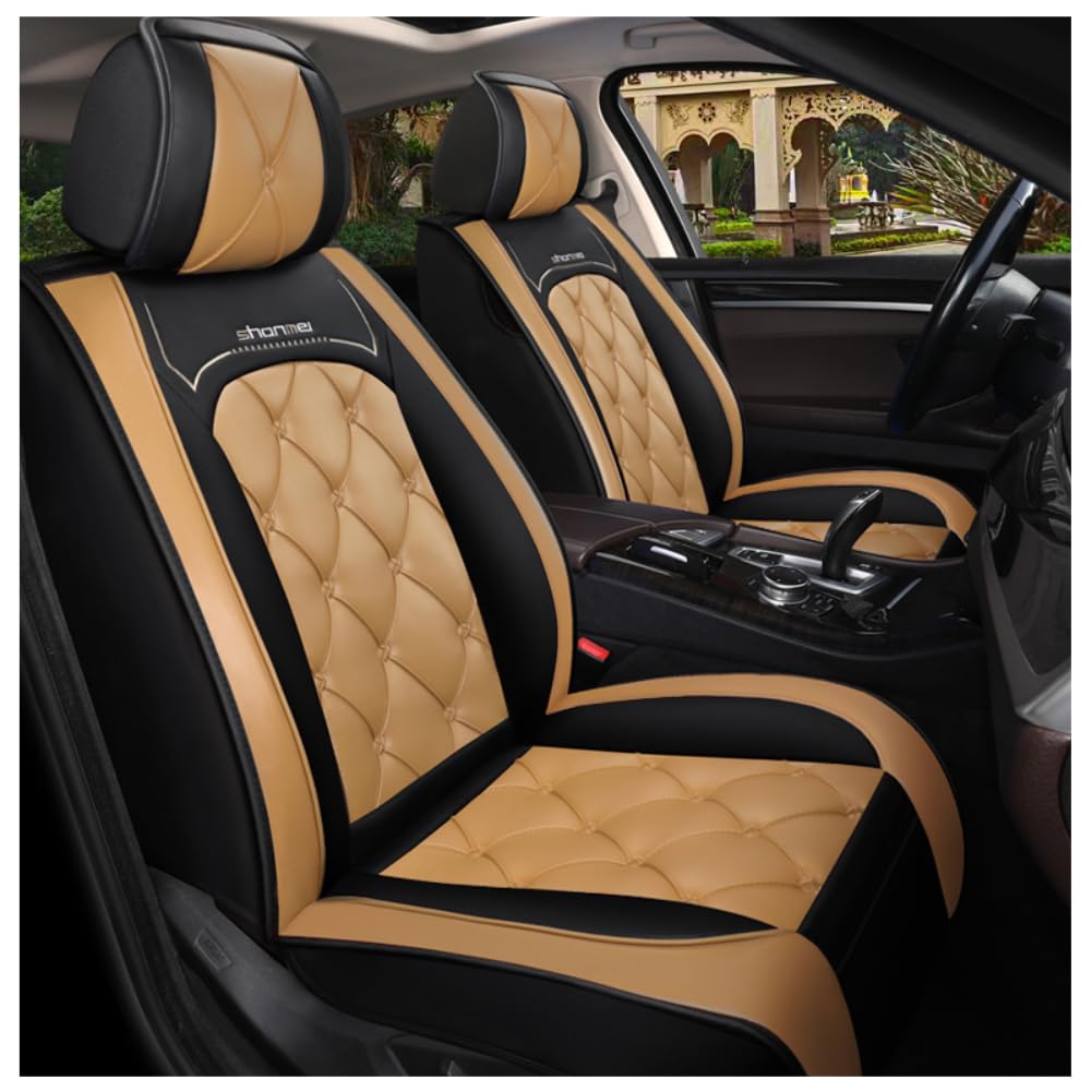 DTGPRO Autositzbezüge Set passend für VW VW Touareg/Variantl/Tiguan/Golf/New Beetle/Multivan/Sharan/Caravelle/Tiguan Allspace passend für Autositzbezüge_Beige von DTGPRO