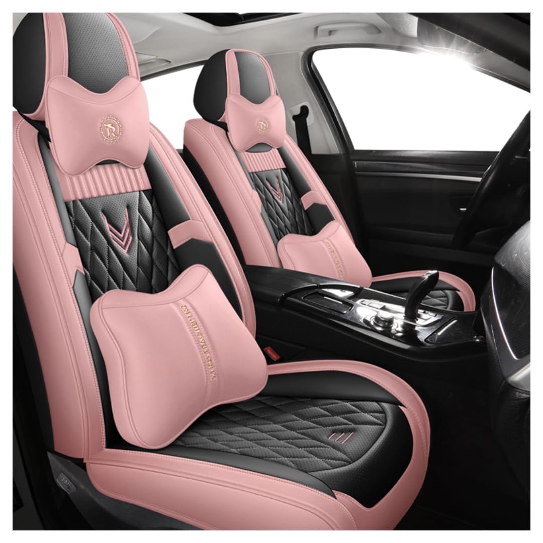 DTGPRO Autositzbezug-Set passend für Hyundai Genesis G80 G90 New Santafe Matrix Grandeur Rohens Veracr I10 Hb20 I20 Ix20 Geeignet für Autositzbezüge, Pink Deluxe von DTGPRO