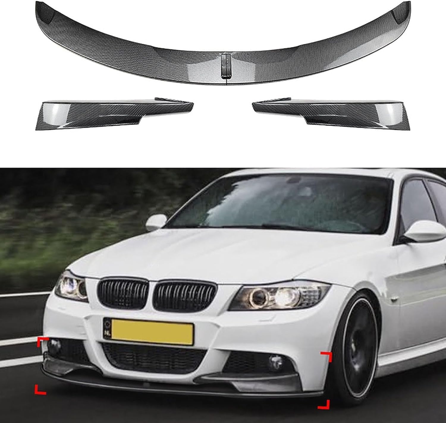 Auto Front Spoiler fur BMW 3 Series E90 E91 LCI M Sport 2009-2012, Frontlippe Spoilerschutz FrontstoßStange Dekor. von DTGTEX