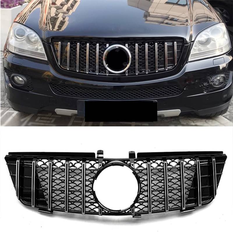 Auto Vordere Stoßstange Kühlergrill für Benz ML Class W164 ML320 ML350 ML550 2005-2008, KüHlergrill Front Ersatz Hauben Grill Doppelsteg Sport Kühlergrill von DTGTEX