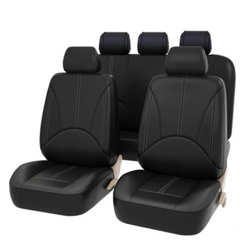 DTGTEX 5-Sitze Autositzbezüge Sitzbezug für Seat Ateca 2016-2023, aus Polyesterfaser Komplett-Set mit Zubehör, Wasserdicht, Airbag kompatibel,A/Black von DTGTEX