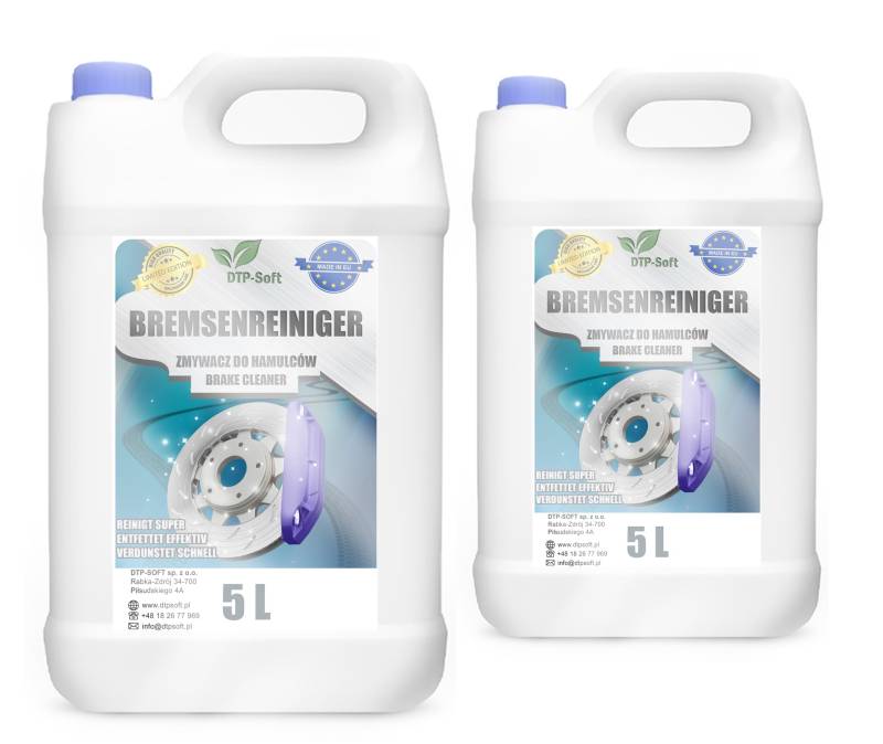 DTP-SOFT Bremsenreiniger 2X 5 Liter | Werkstattreiniger Frei von Aceton | Teilereiniger Entfetter Montagereiniger Acetonfrei 10 L von DTP-SOFT