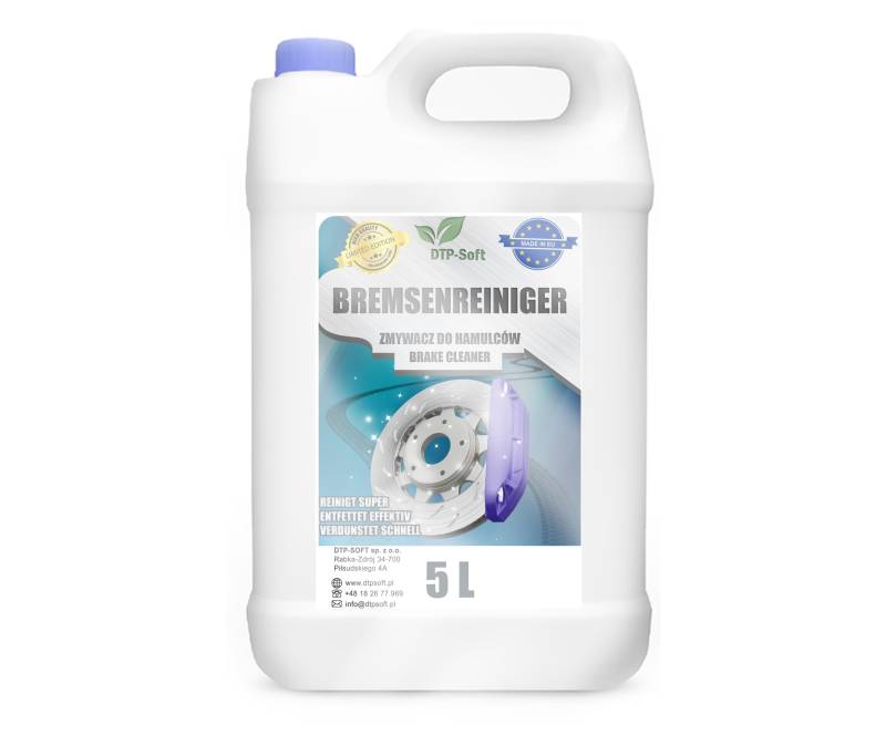 DTP-SOFT Bremsenreiniger 5 Liter | Werkstattreiniger Frei von Aceton | Teilereiniger Entfetter Montagereiniger Acetonfrei 5 L von DTP-SOFT