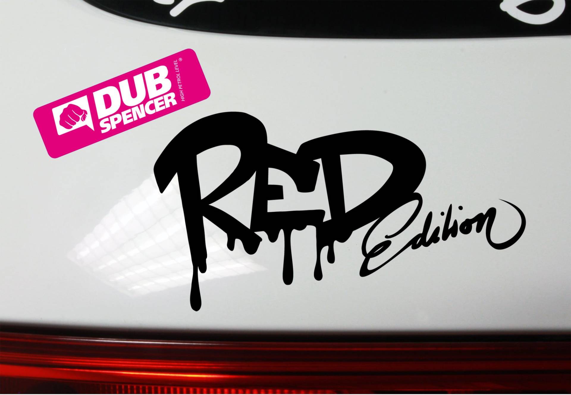 RED Rot Edition Autofarbe Lack Aufkleber Sticker Bomb Aufkleber Decal - Dub DUBWAY (schwarz außenklebend) von DUB SPENCER