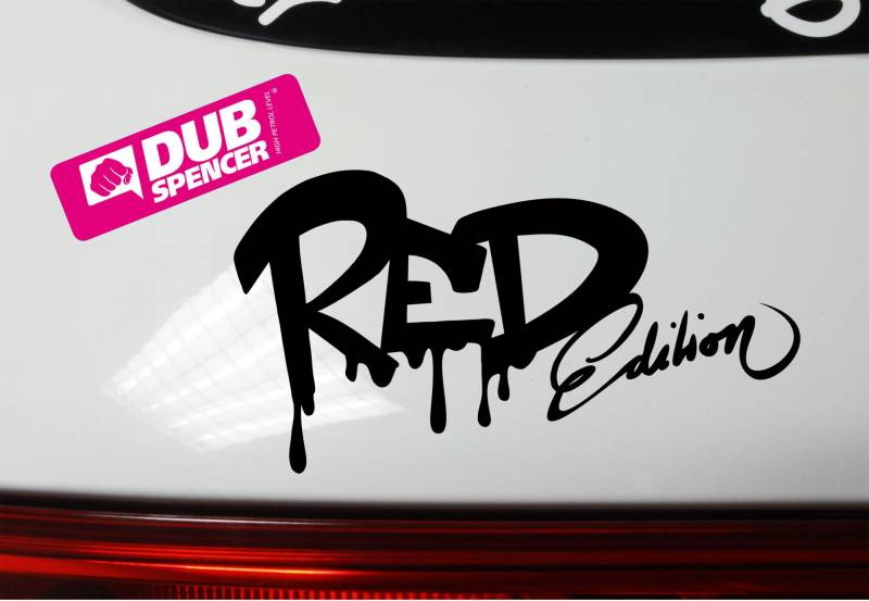 RED Rot Edition Autofarbe Lack Aufkleber Sticker Bomb Aufkleber Decal - Dub DUBWAY (schwarz außenklebend) von DUB SPENCER