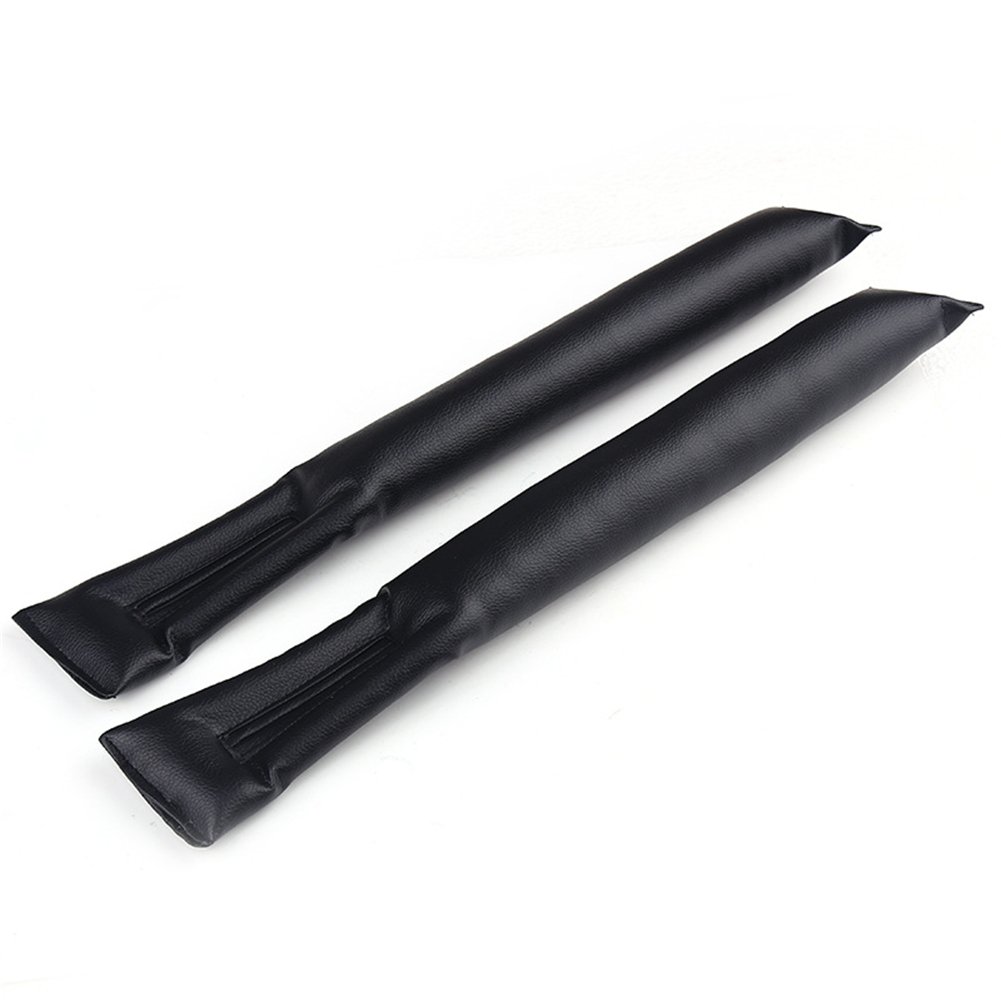 DUBENS 2 Stück Leder Autositzauflage Autositz Spacer Gap Filler Fit Padding Alle Autos, 48CM x 6,5CM Schwarz von DUBENS